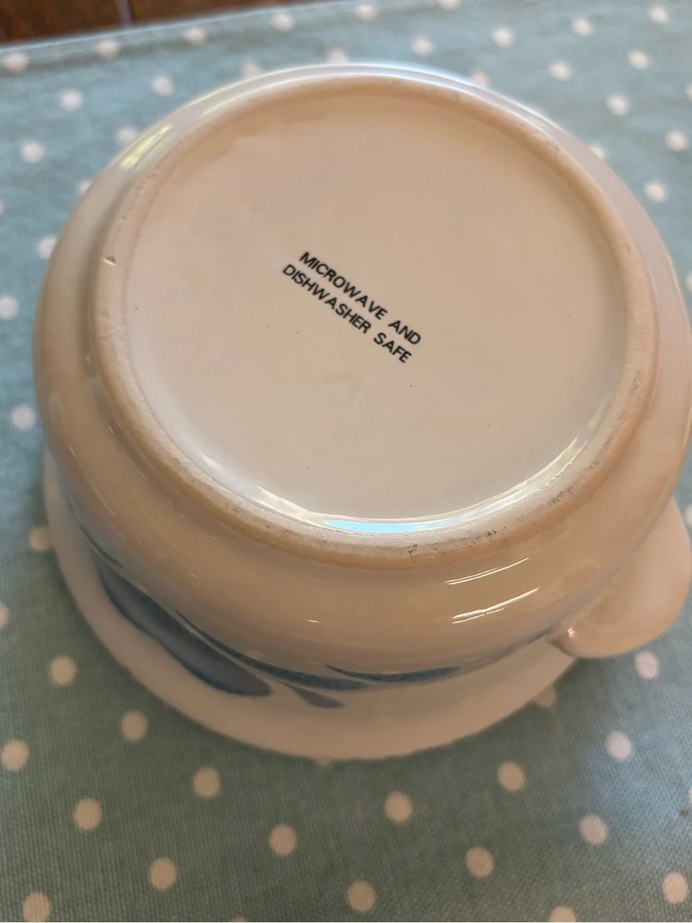Blue Heart Sponge Pattern Crock with Lid County Kitchen Farmhouse Cottage Core